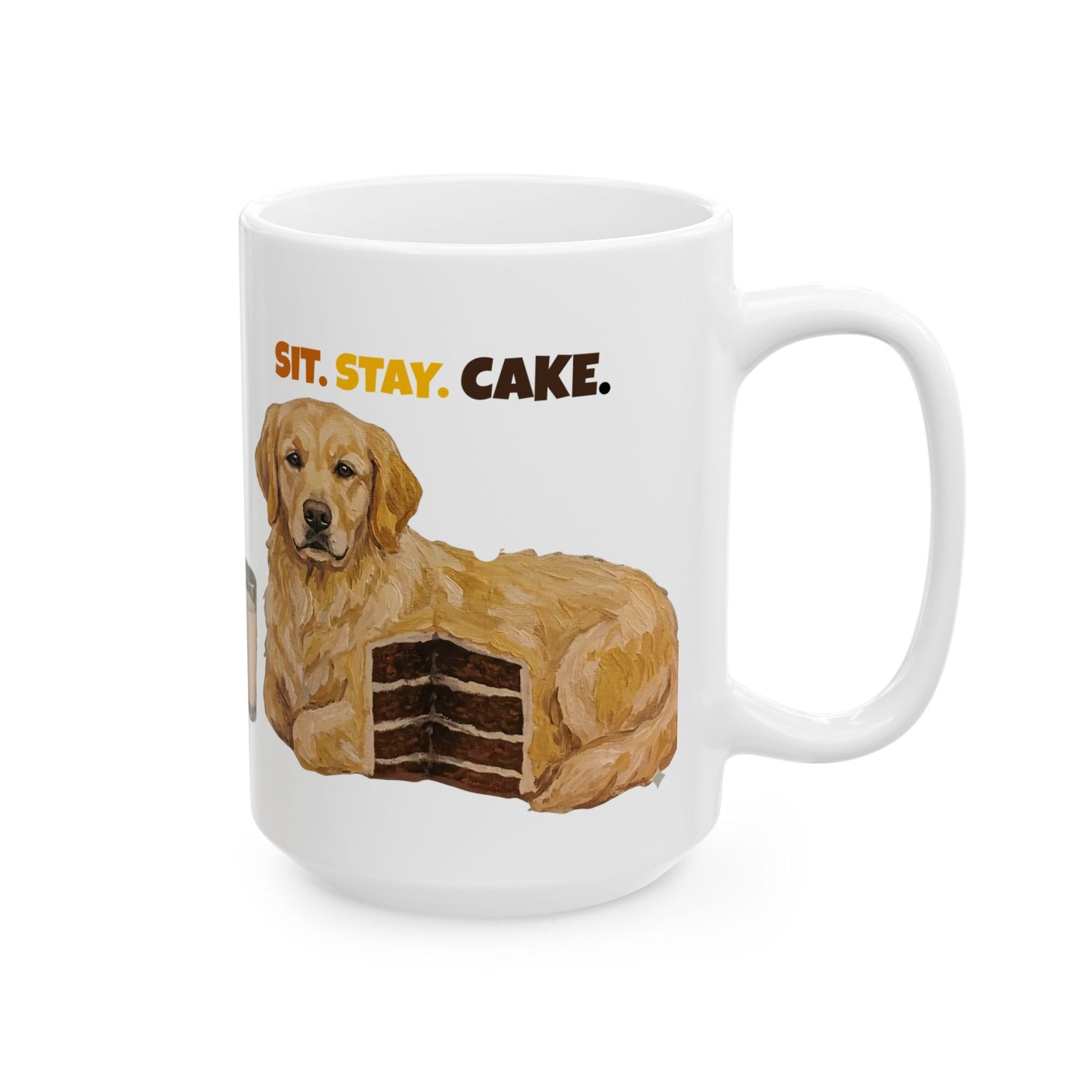 Golden Retriever Cake Mug Sit Stay Cake Funny Dog Mug, Golden Retriever Lover Gift, Cute Dog Coffee Mug, Dog Mom Mug