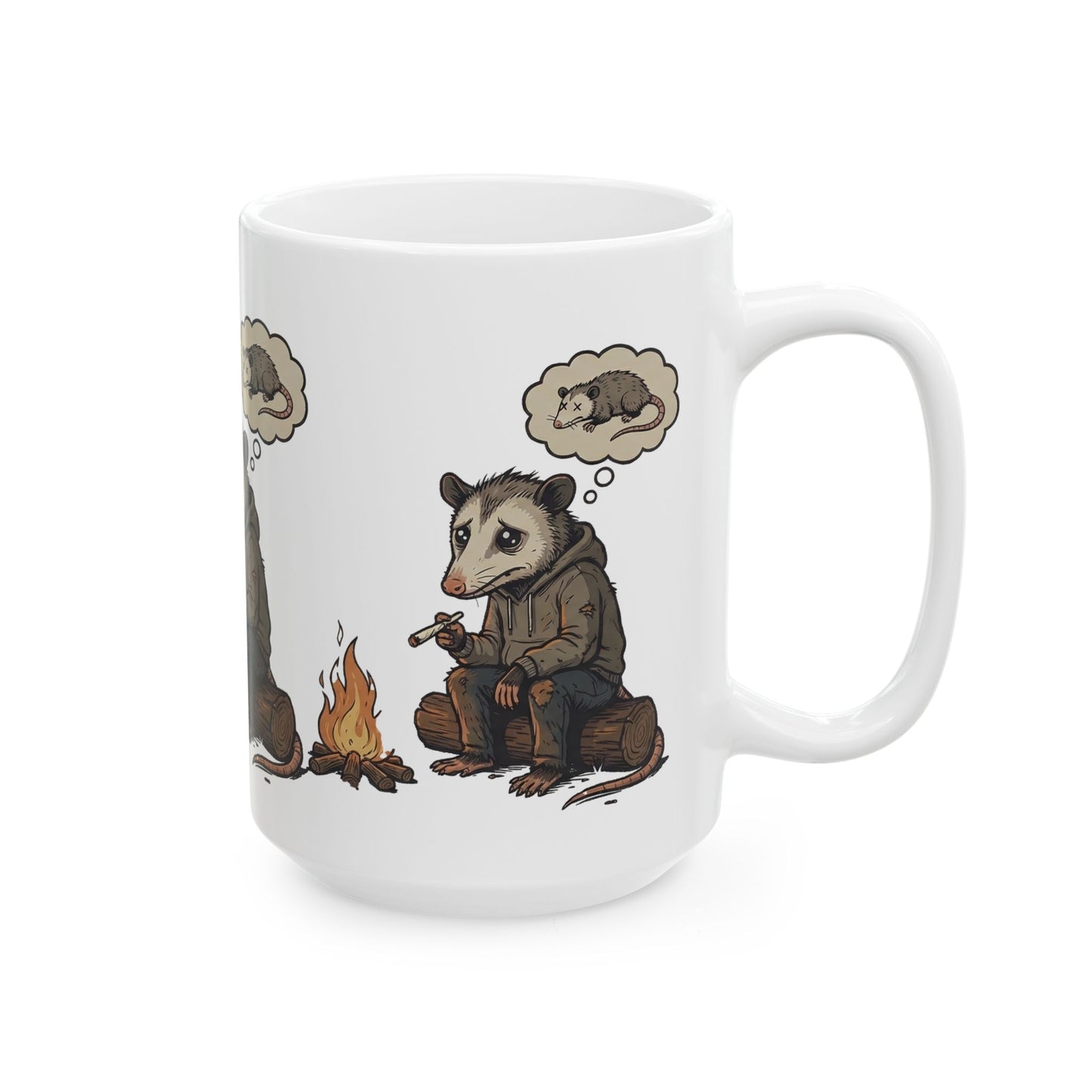 Funny Possum Mug Misunderstood Opossum Meme Coffee Mug, Dark Humor Animal Mug, Cute Possum Campfire Mug, Gift for Animal Lovers