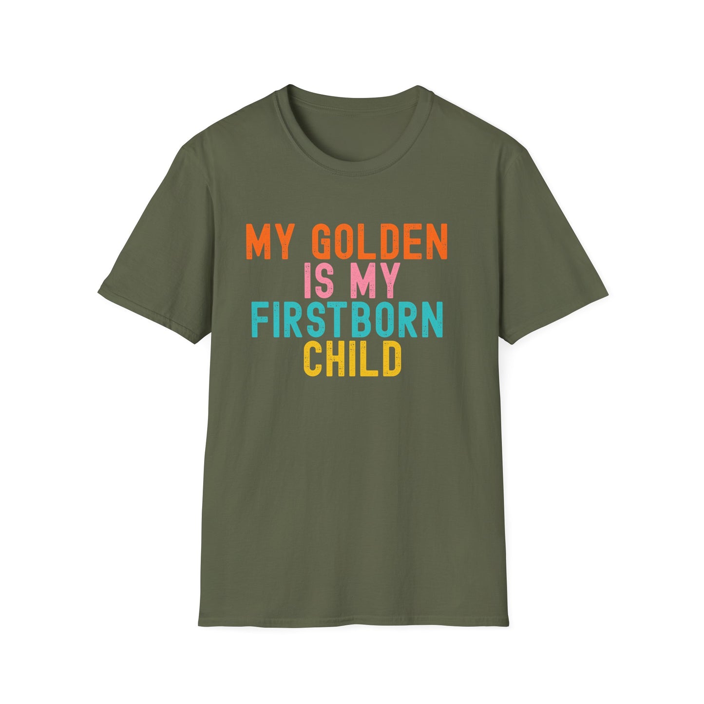 My Golden Is My Firstborn Child Shirt, Funny Golden Retriever Mom Tee, Golden Retriever Lover Gift, Dog Mom Golden Shirt