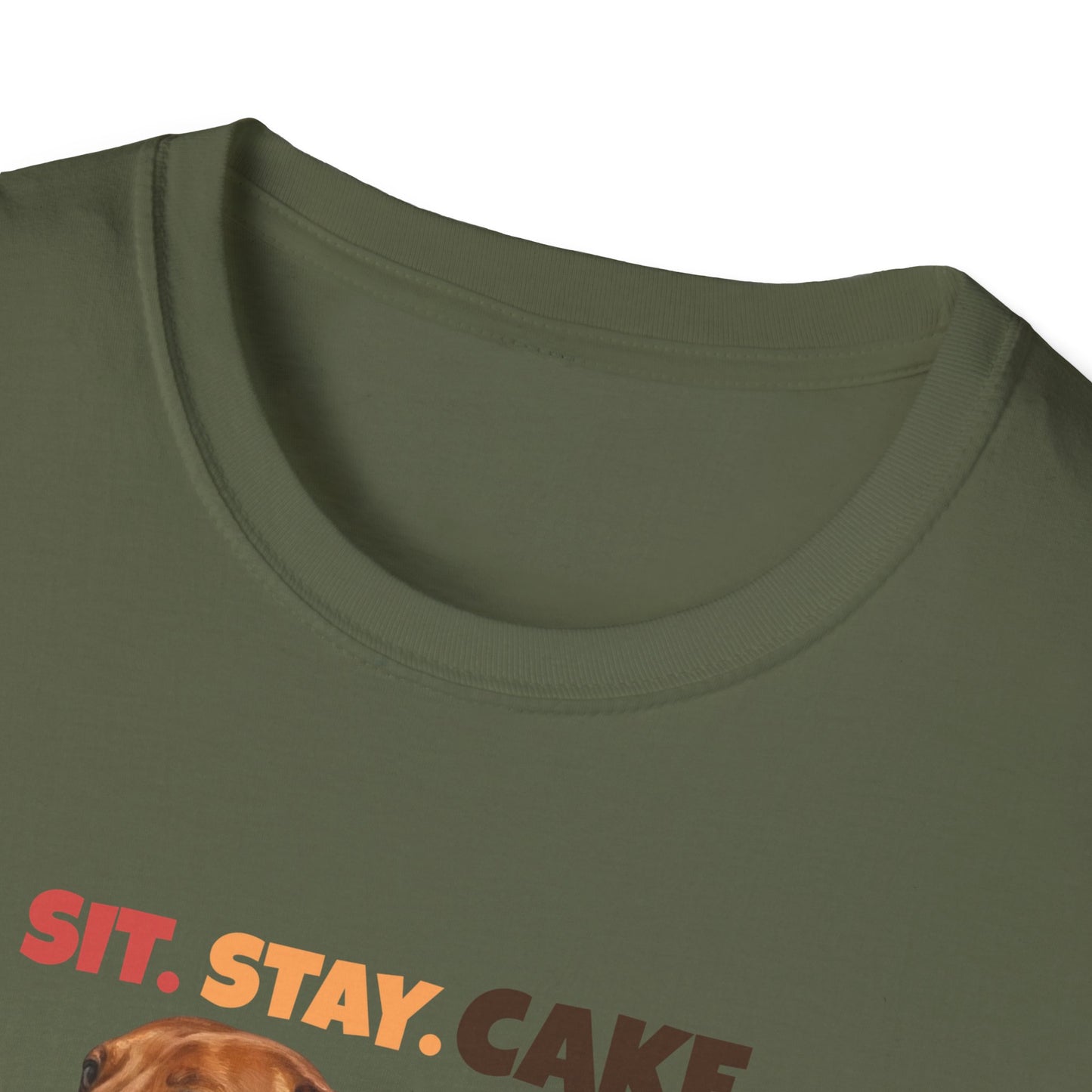 Sit. Stay. Cake. Dachshund T-Shirt | Funny Wiener Dog Mom Shirt