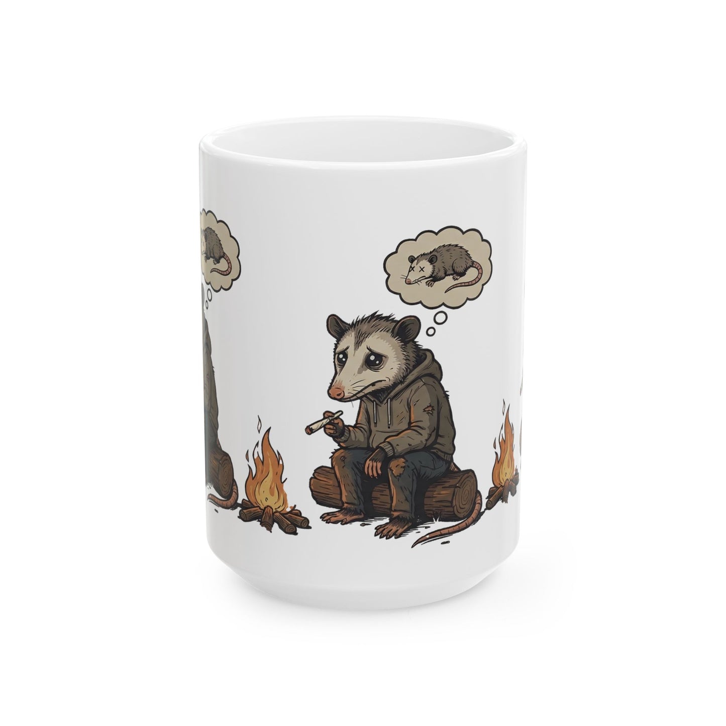 Funny Possum Mug   Misunderstood Opossum Meme Coffee Mug, Dark Humor Animal Mug, Cute Possum Campfire Mug, Gift for Animal Lovers
