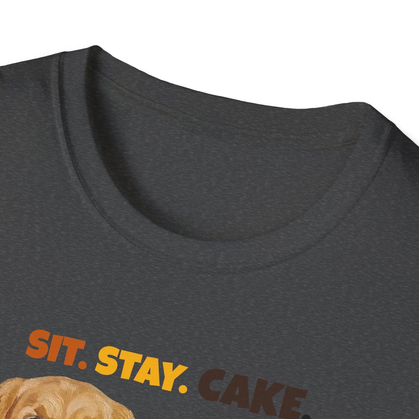 Sit. Stay. Cake. Golden Retriever T-Shirt | Funny Dog Mom Shirt