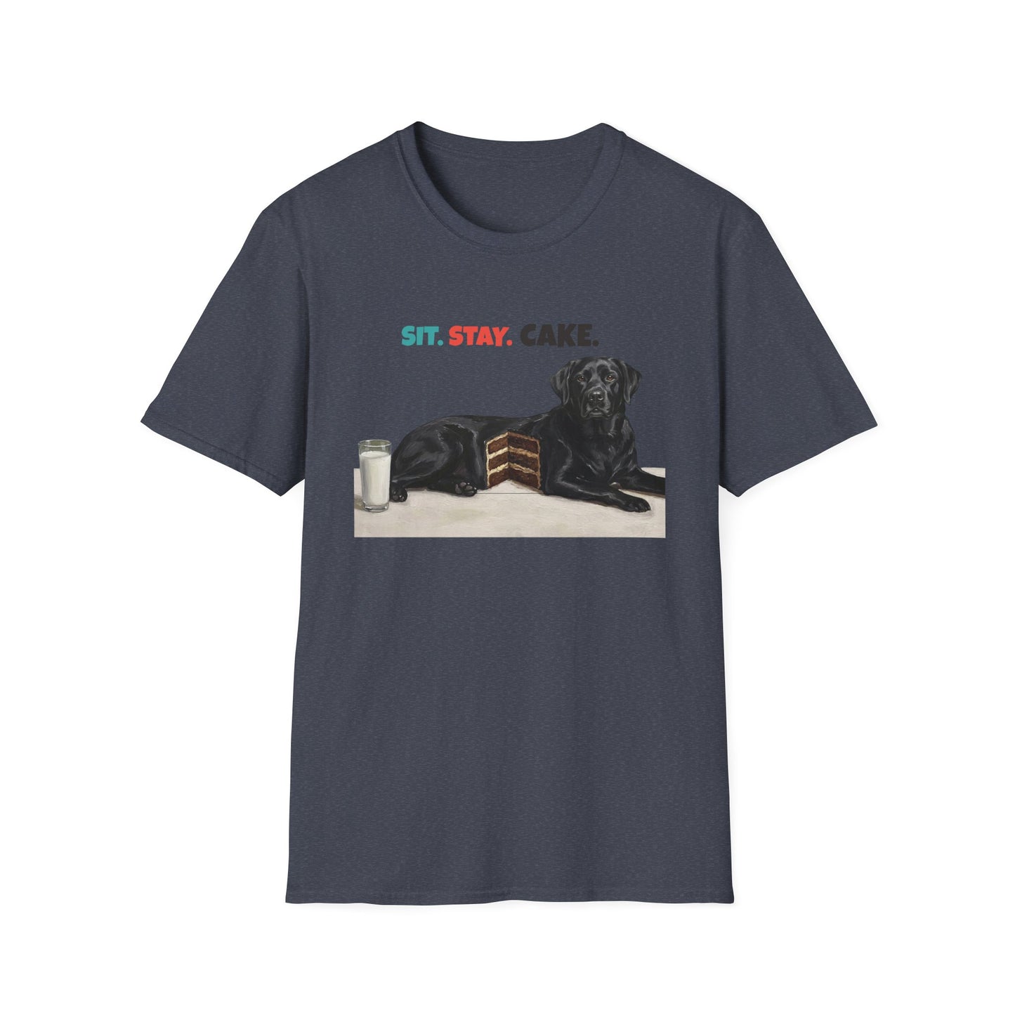 Sit. Stay. Cake. Labrador Retriever T-Shirt | Funny Lab Dog Mom Shirt