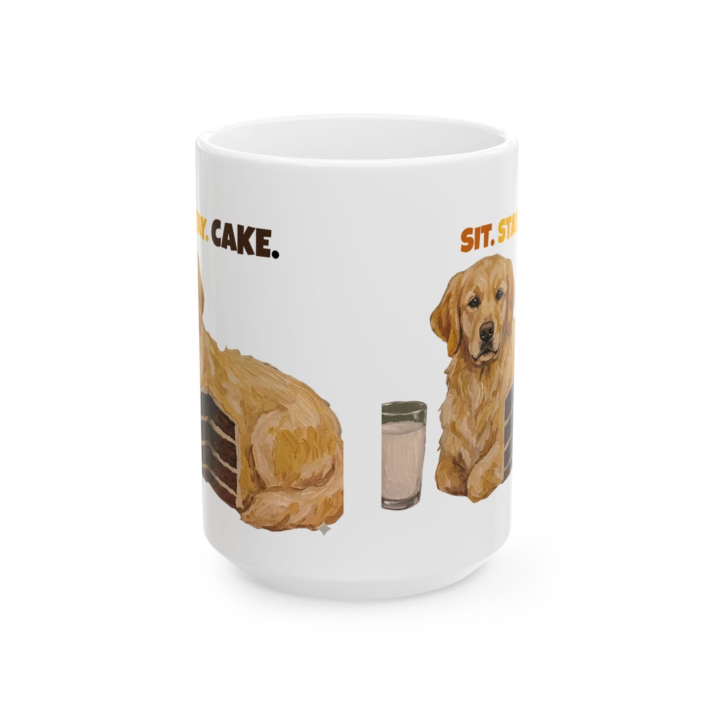 Golden Retriever Cake Mug   Sit Stay Cake Funny Dog Mug, Golden Retriever Lover Gift, Cute Dog Coffee Mug, Dog Mom Mug