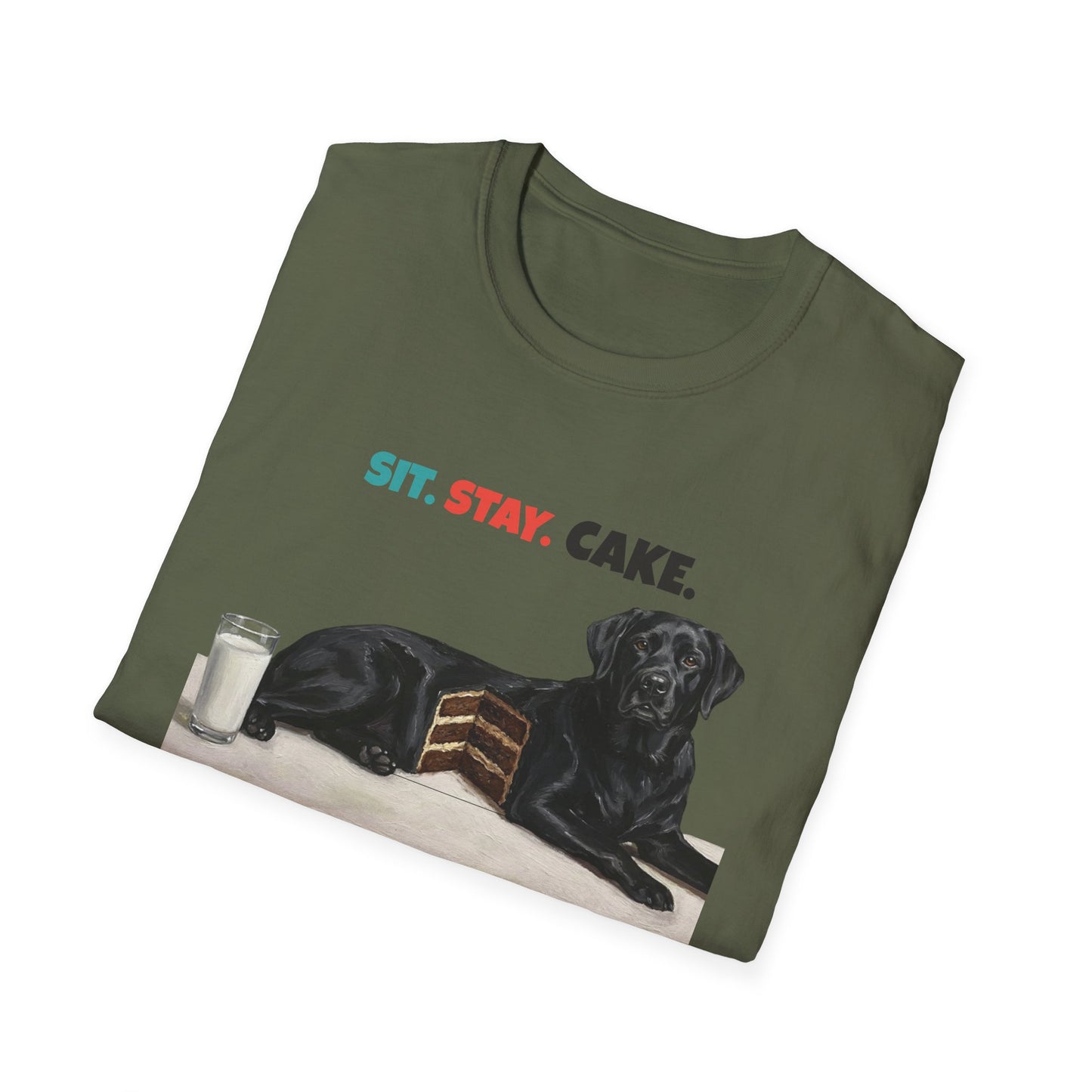 Sit Stay Cake Labrador Shirt, Funny Black Lab Shirt, Labrador Retriever Lover Gift, Dog Cake Meme Tee, Lab Mom Dog Humor Shirt