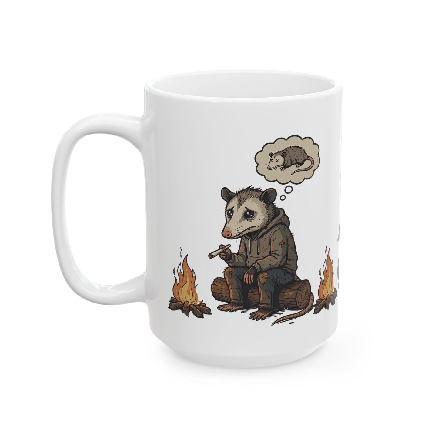 Funny Possum Mug   Misunderstood Opossum Meme Coffee Mug, Dark Humor Animal Mug, Cute Possum Campfire Mug, Gift for Animal Lovers
