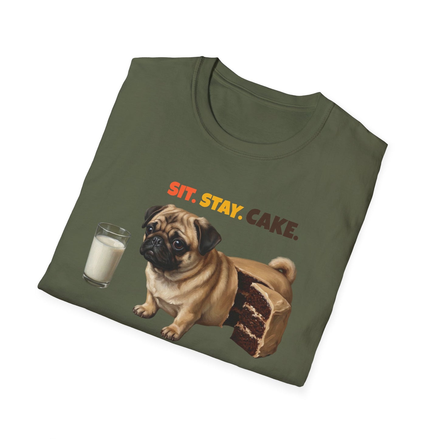 Sit Stay Cake Pug Shirt, Funny Pug Shirt, Pug Lover Gift, Dog Cake Meme Tee, Funny Dog Mom Pug Shirt