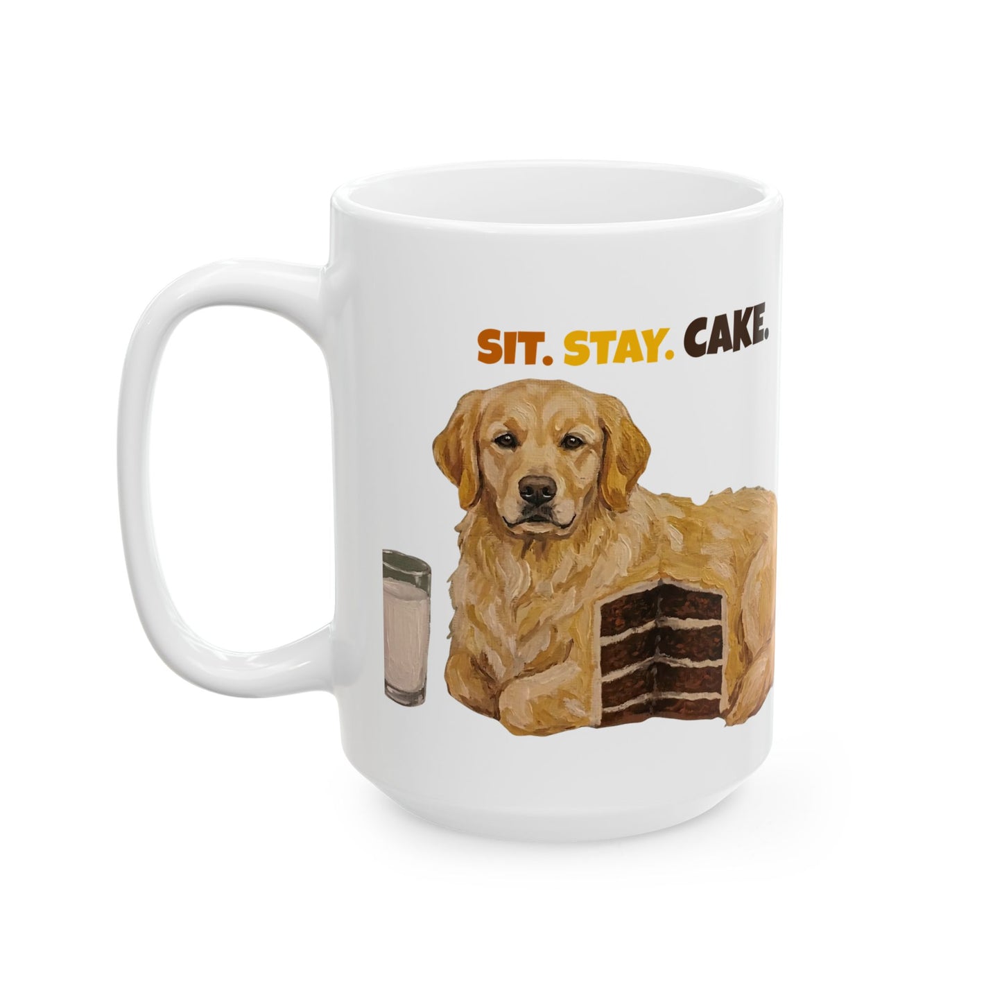 Golden Retriever Cake Mug   Sit Stay Cake Funny Dog Mug, Golden Retriever Lover Gift, Cute Dog Coffee Mug, Dog Mom Mug