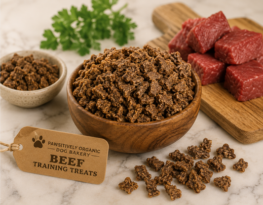Organic beef training treats for dogs dehydrated small batch