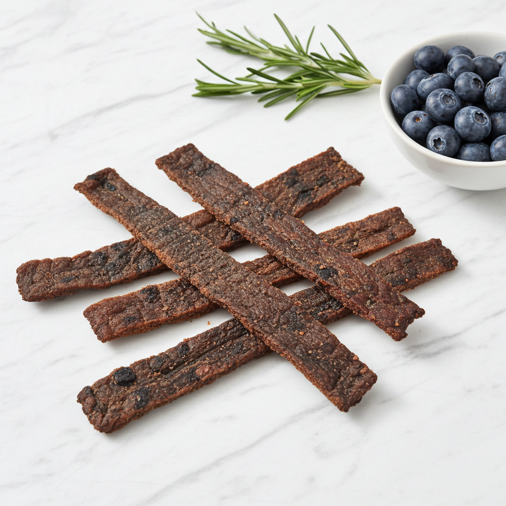 Organic beef blueberry jerky dog treats dehydrated small batch