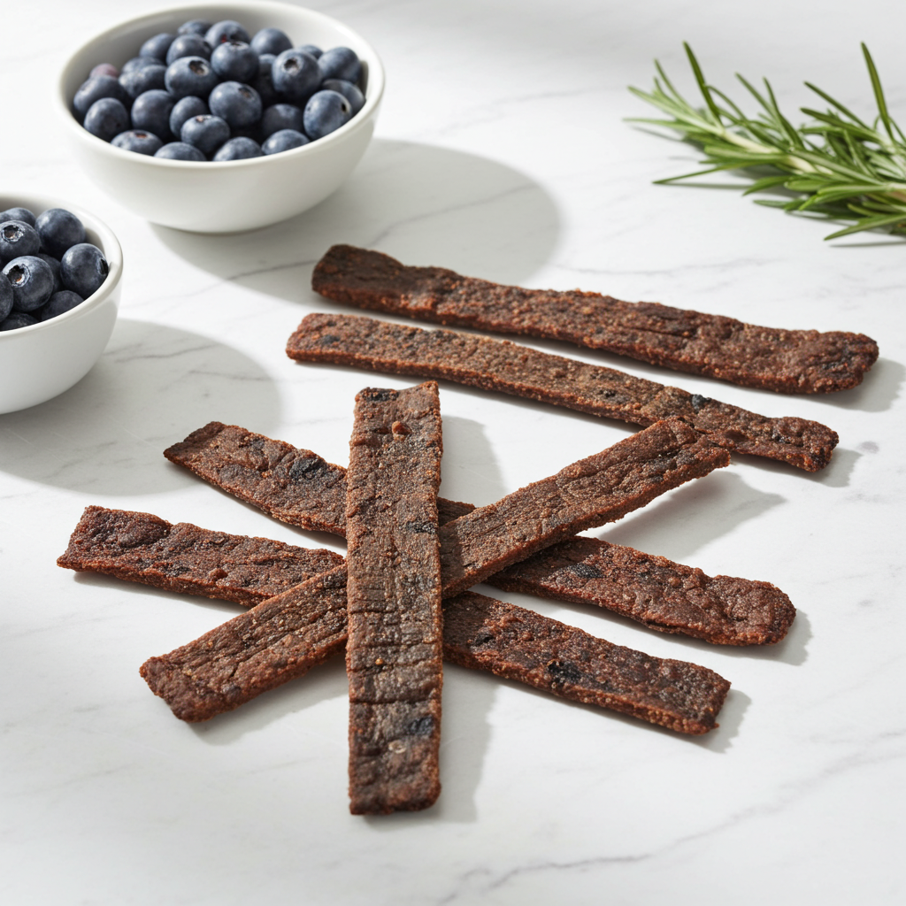 Organic beef blueberry jerky dog treats dehydrated small batch