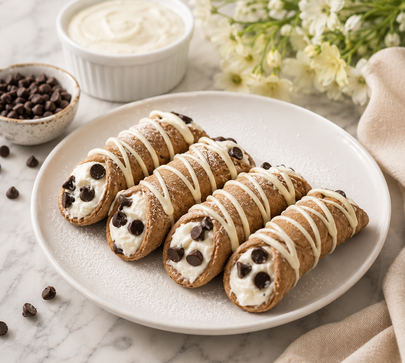 PAWsitively Organic Dog Bakery handmade cannoli dog treats with creamy filling and chocolate chips