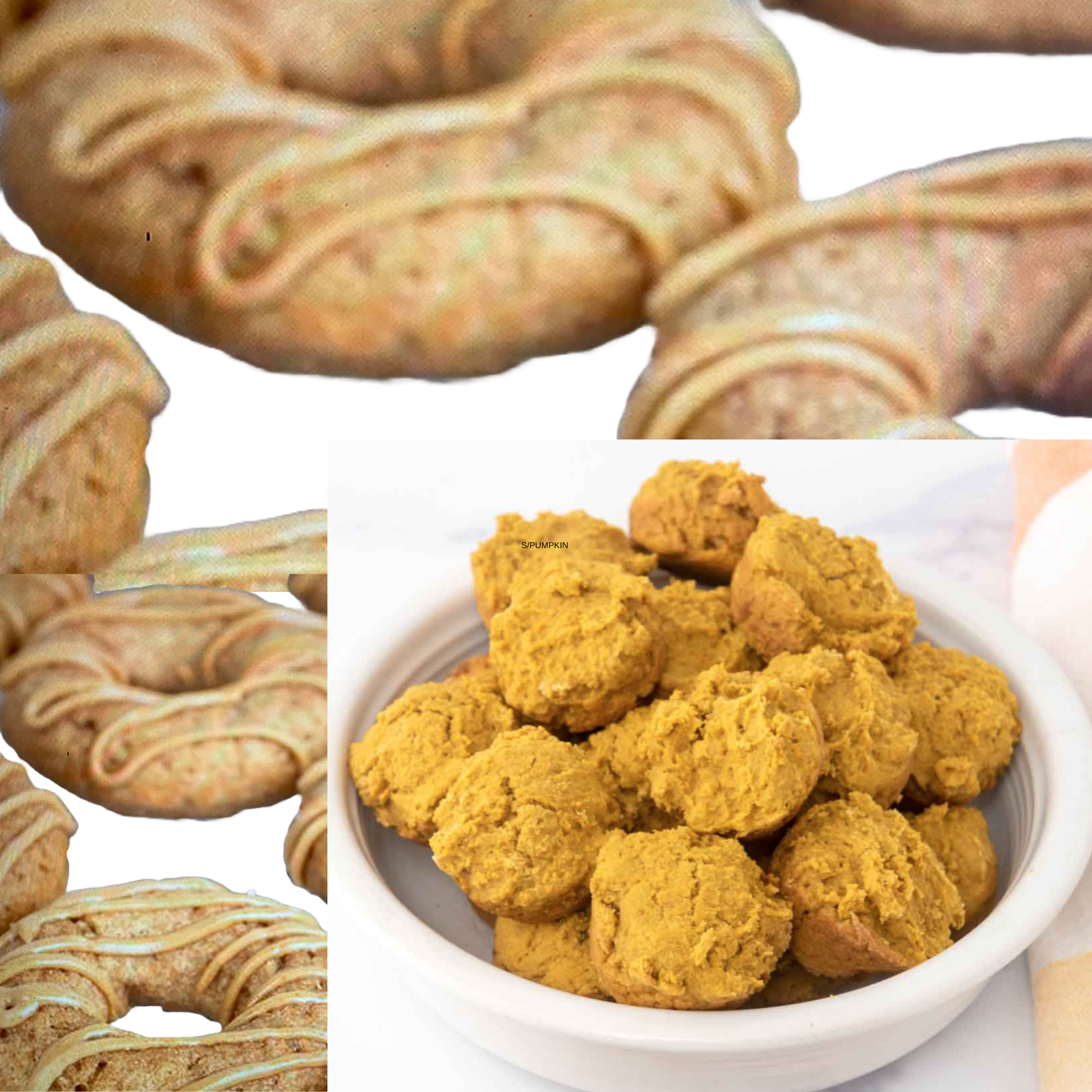 Organic apple peanut butter dog donuts AND pumpkin muffins are made with whole ingredients, handmade and fresh-baked.