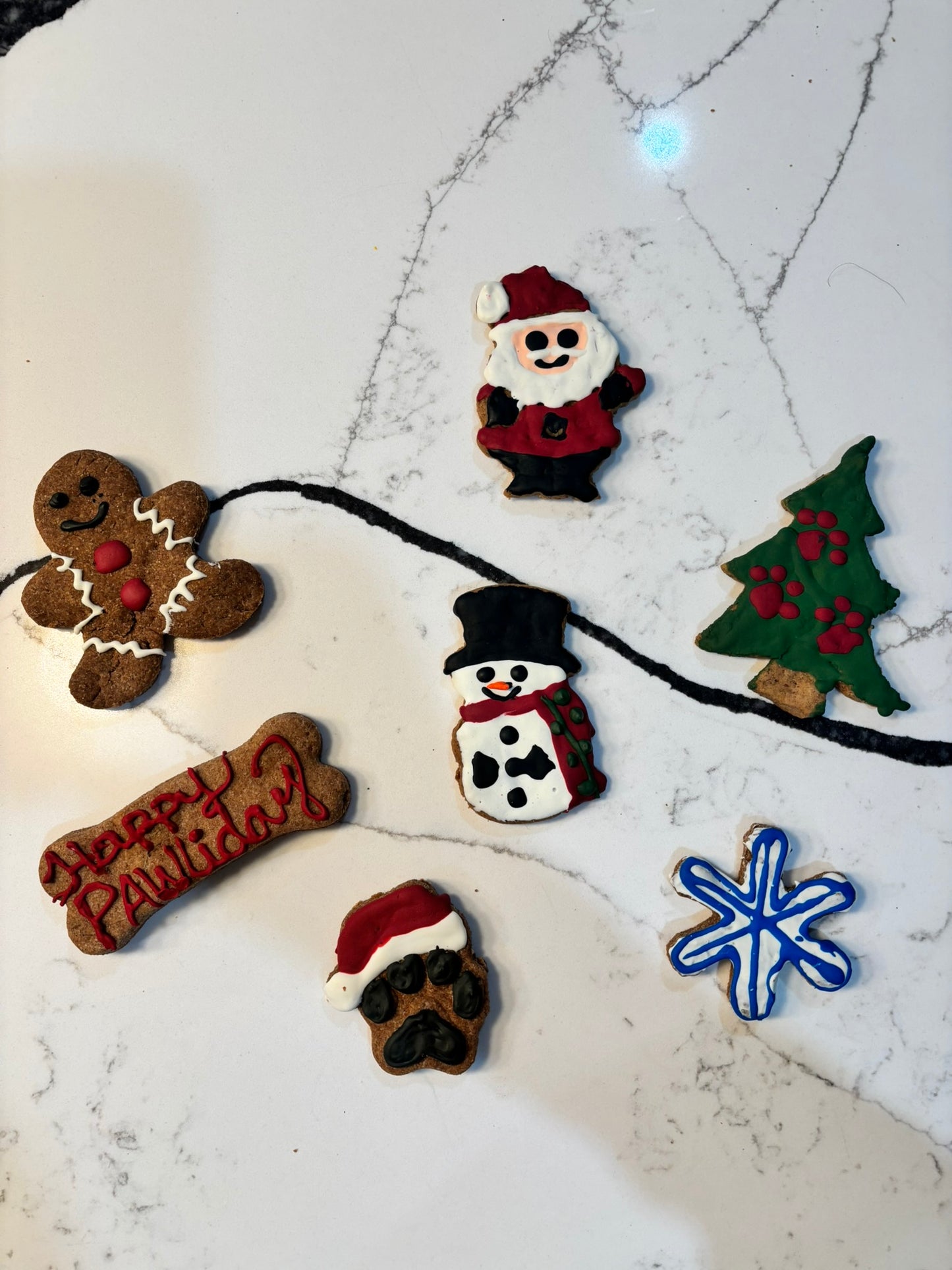 Set of Christmas theme peanut butter dog treats