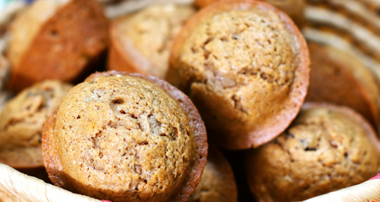Fresh-baked organic sweet potato dog muffins made with whole, human-grade ingredients.
