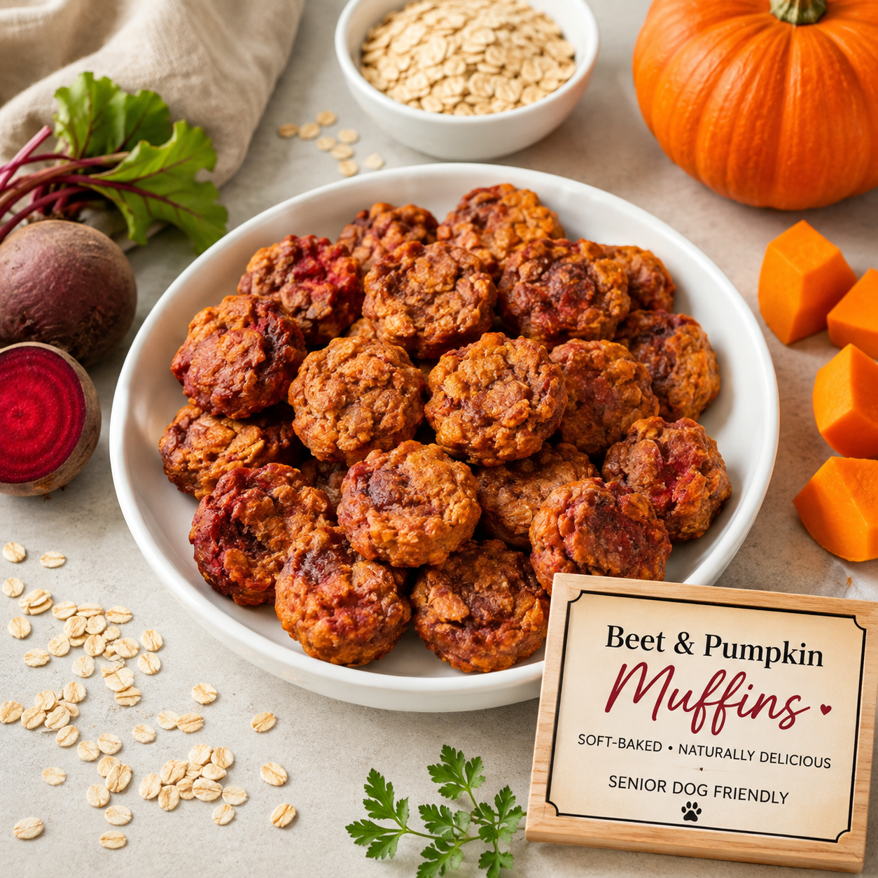 PAWsitively Organic Dog Bakery Beet and Pumpkin Mini Dog Muffins