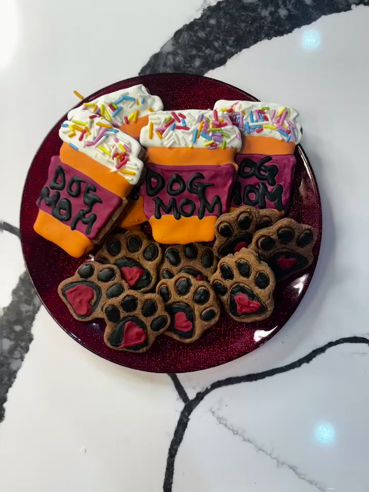 decorated dog mom cookies with sprinkles organic dog bakery treats