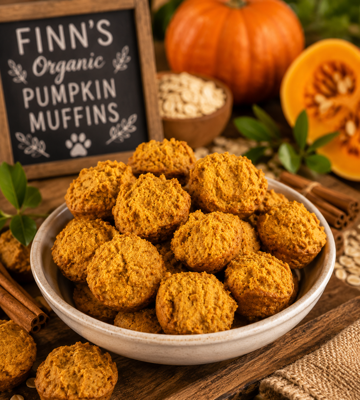 Organic Pumpkin Mini Muffins for Dogs | Human-Grade & Handmade