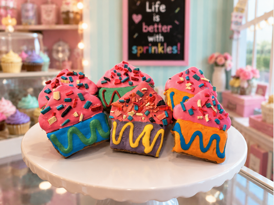 frosted sprinkle dog cookies organic handmade colorful dog treats