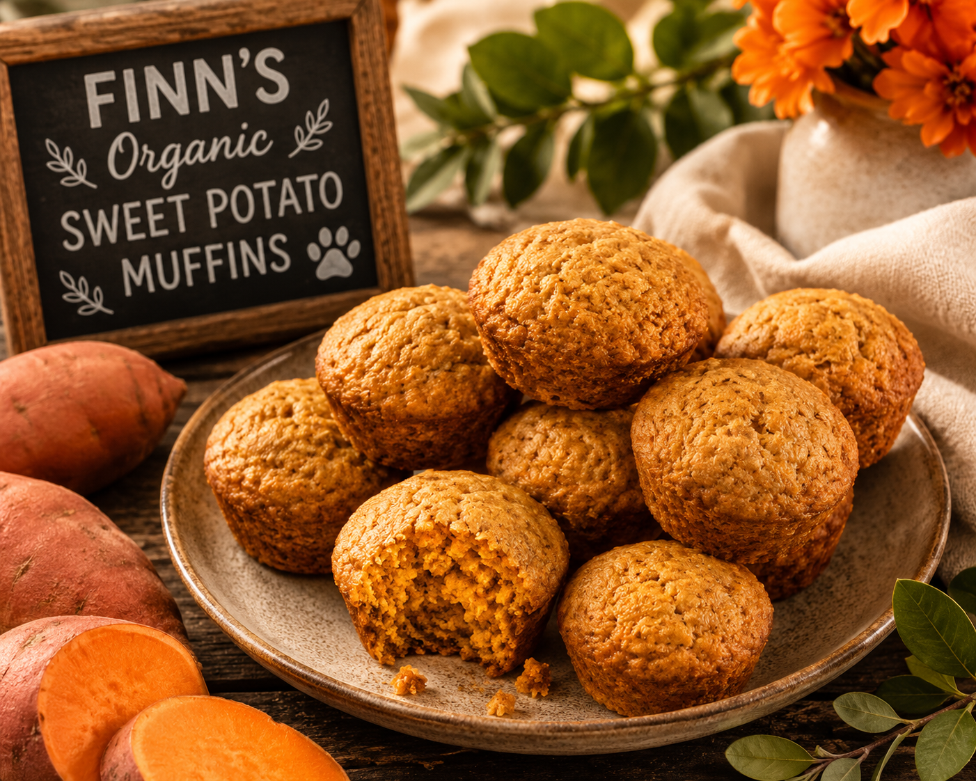Organic sweet potato muffins for dogs — handmade in NJ